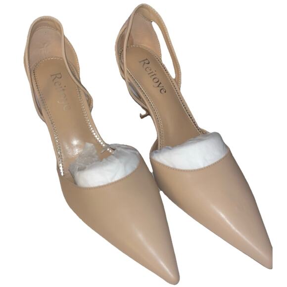 Reitoye Women’s Stiletto D’Orsay Pumps Sexy Pointed Toe Dress Pump size 8 Nude - Picture 2 of 7